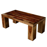 Contemporary Solid Wood Coffee Table w Block Legs